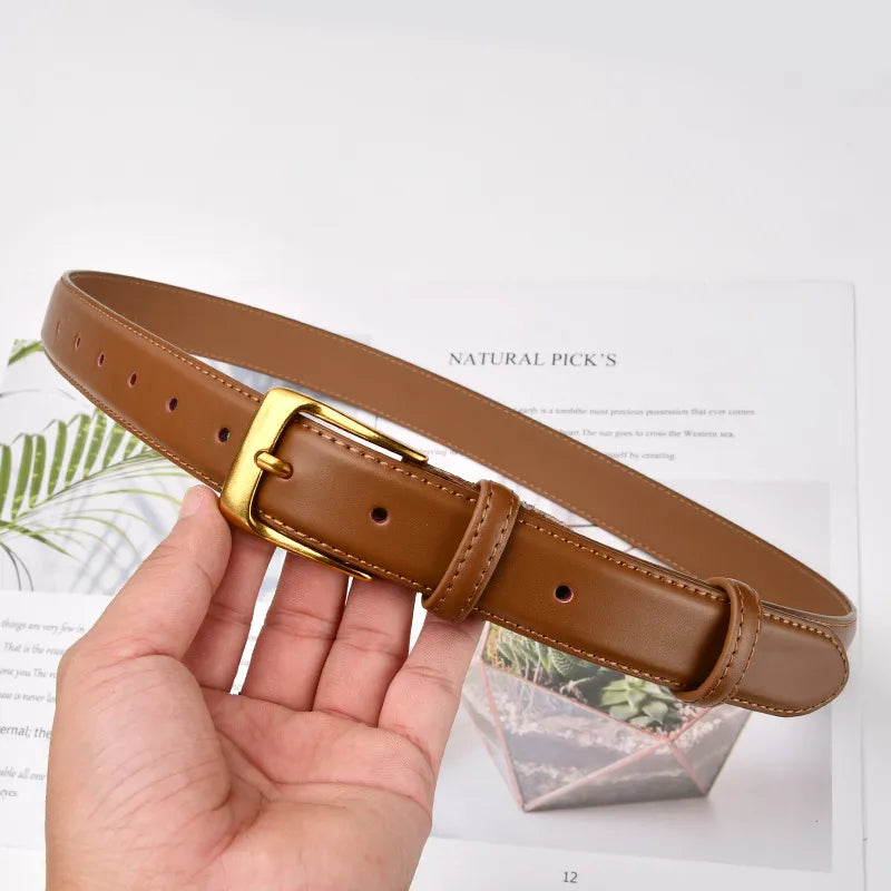 Women's Genuine Leather Belt brown in a hand