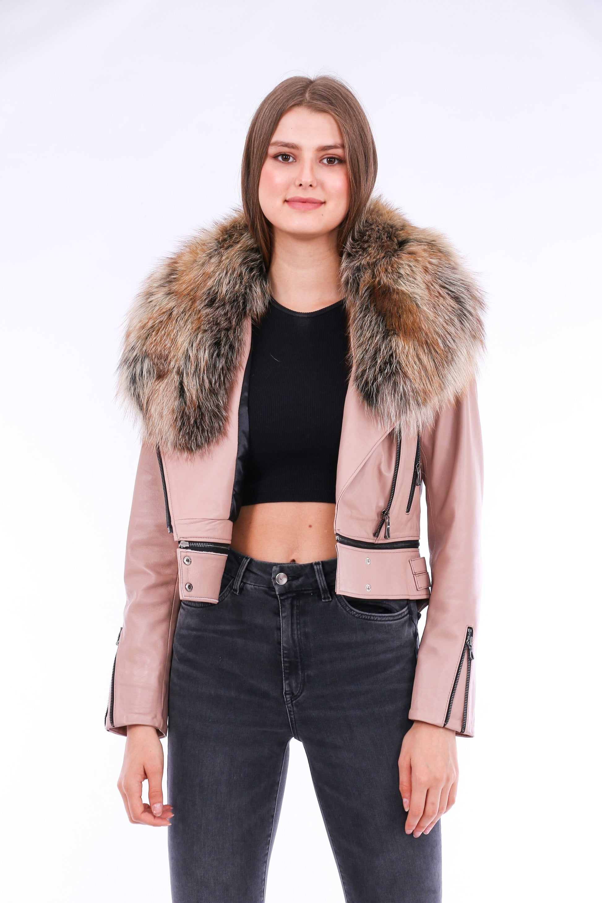 Premium Soft Leather Pink Biker Jacket