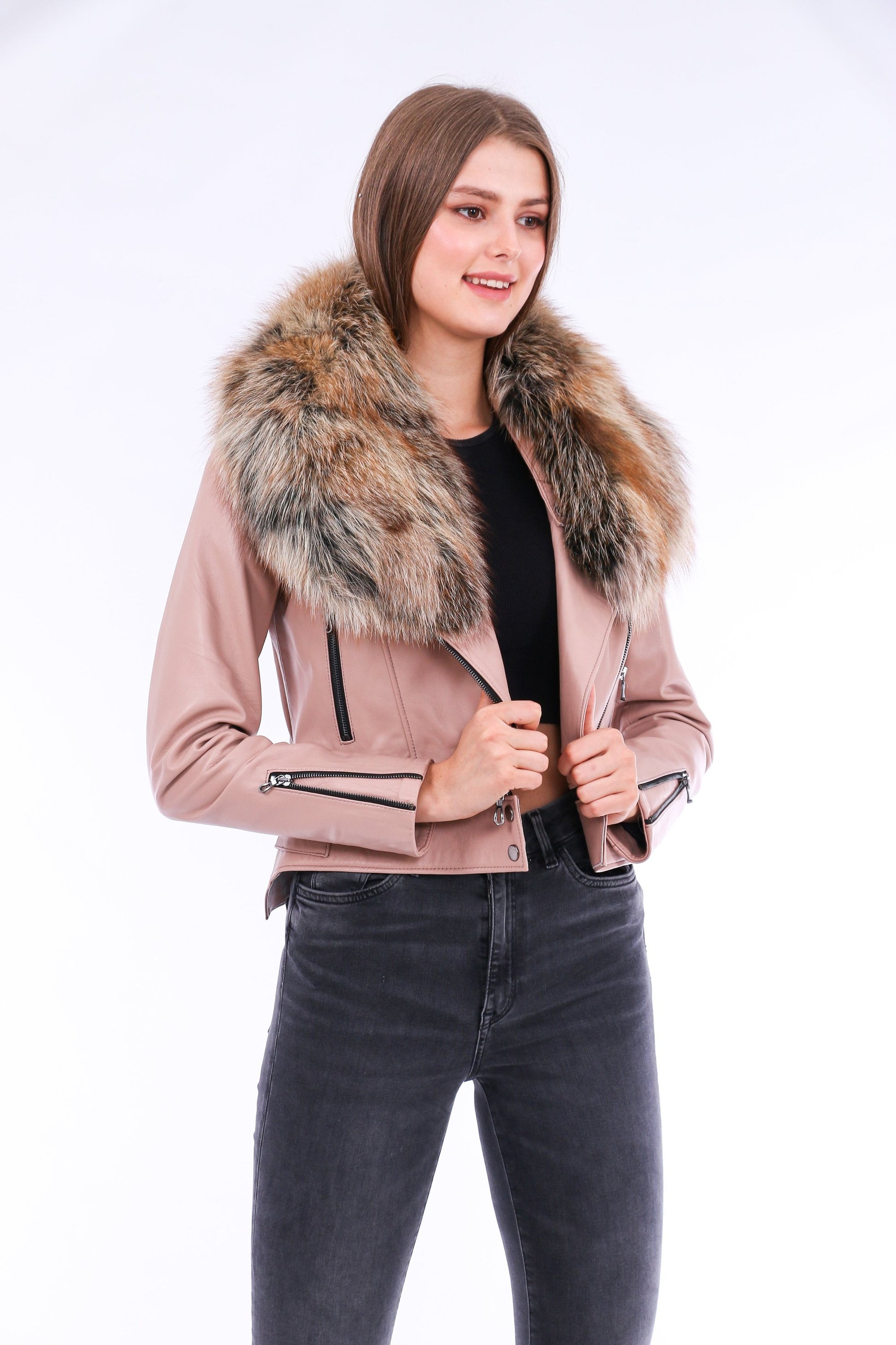 Premium Soft Leather Pink Biker Jacket