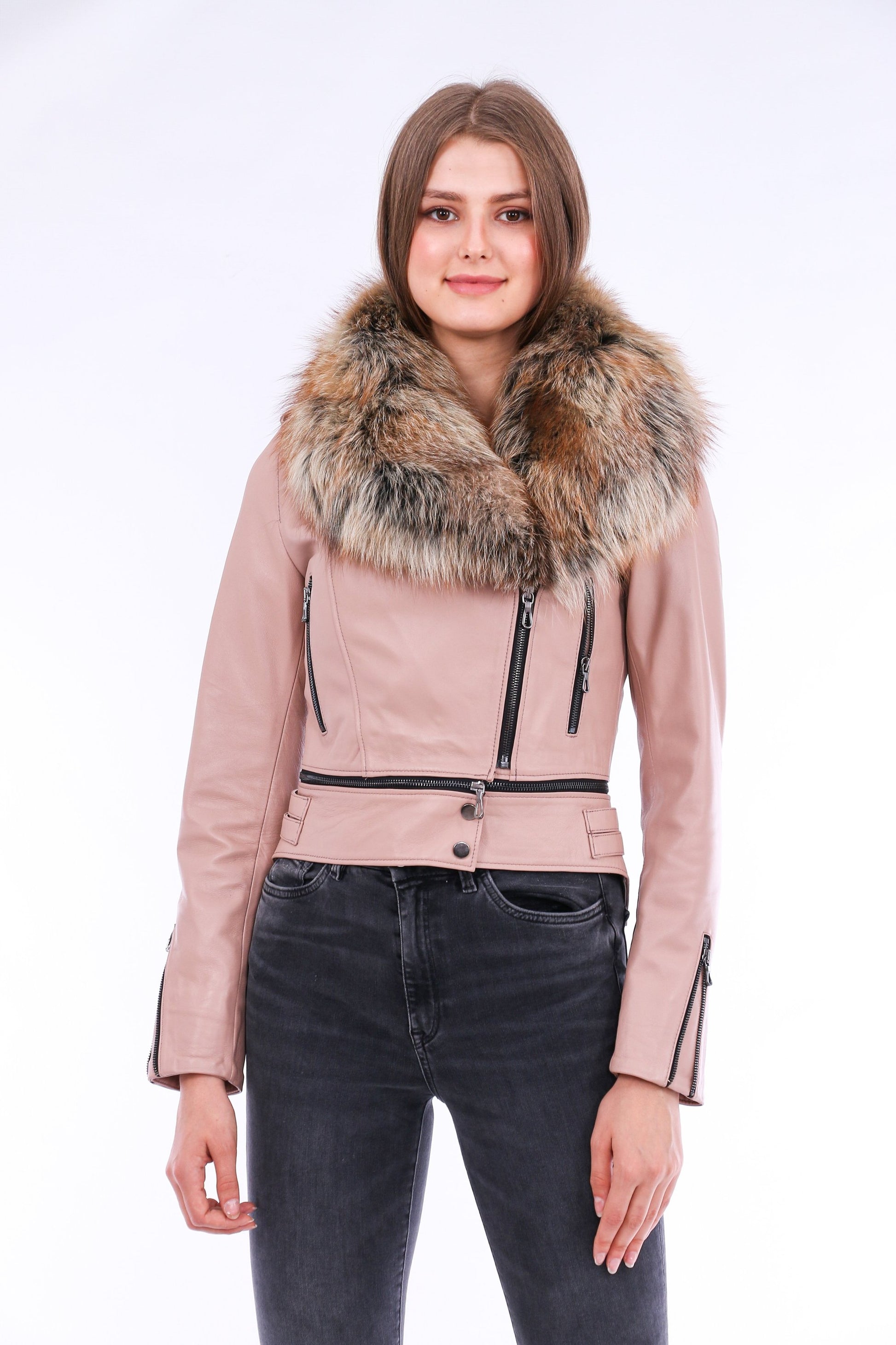 Premium Soft Leather Pink Biker Jacket