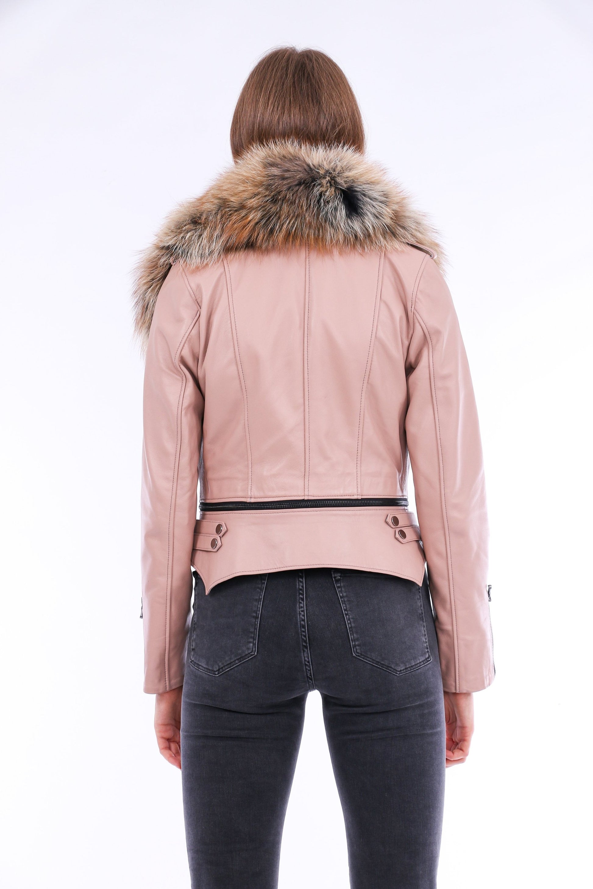 Premium Soft Leather Pink Biker Jacket