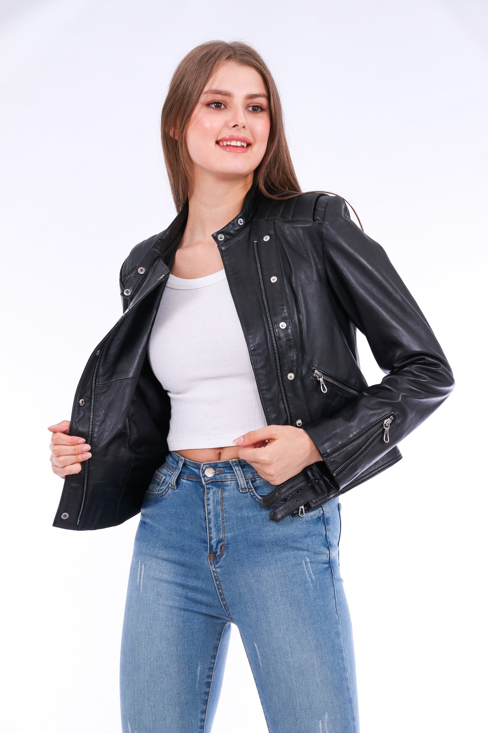 Genuine Leather Black Women's Biker Jacket