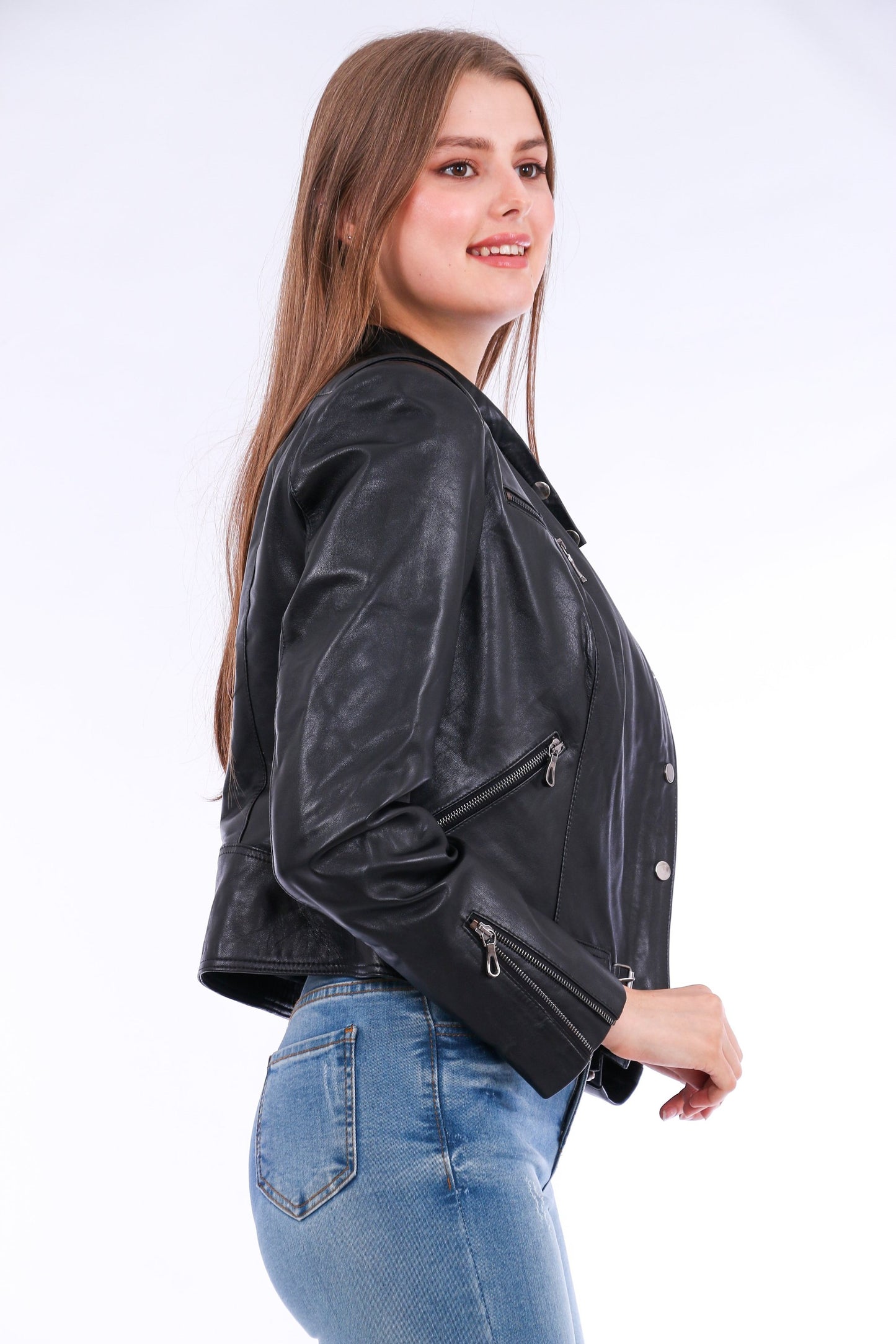 Genuine Leather Black Women's Biker Jacket