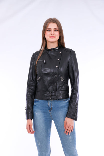 Genuine Leather Black Women's Biker Jacket