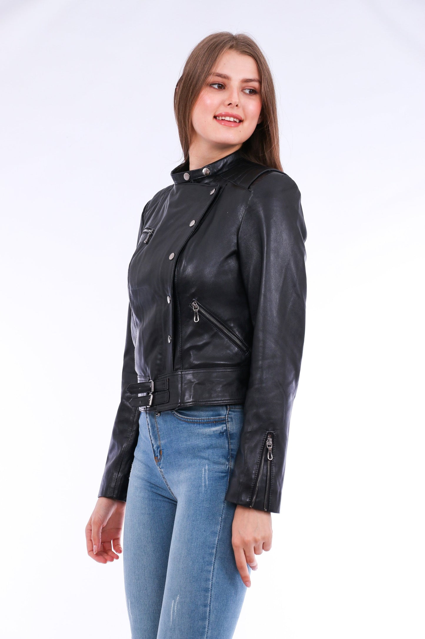 Genuine Leather Black Women's Biker Jacket