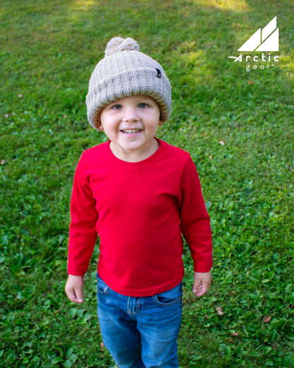 Child Acrylic Ribbed Cuff with Matching Pom