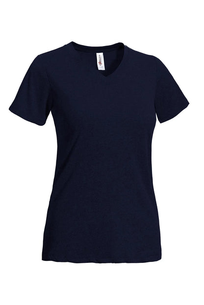Navy blue t-shirt on a white background