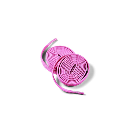 Pink shoelaces on a white background