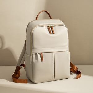 Faux Leather Vegan Backpack white