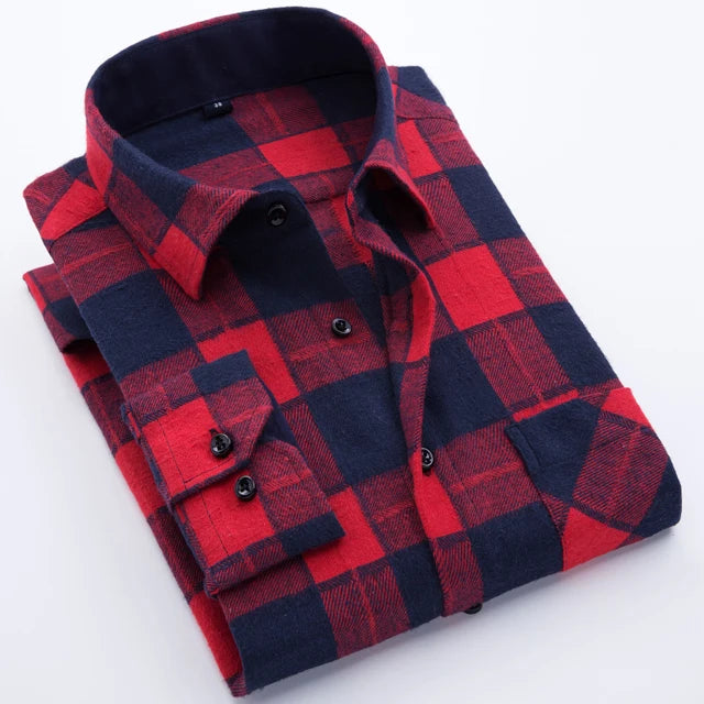 Men's Slim Fit Flannel Button Up Long Sleeve Shirt