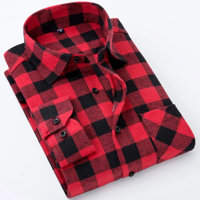 Men's Slim Fit Flannel Button Up Long Sleeve Shirt