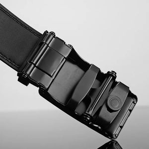 Men's Black Leather Belt with Automatic Buckle black