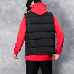 Men's Thick Winter Vest black back model shot