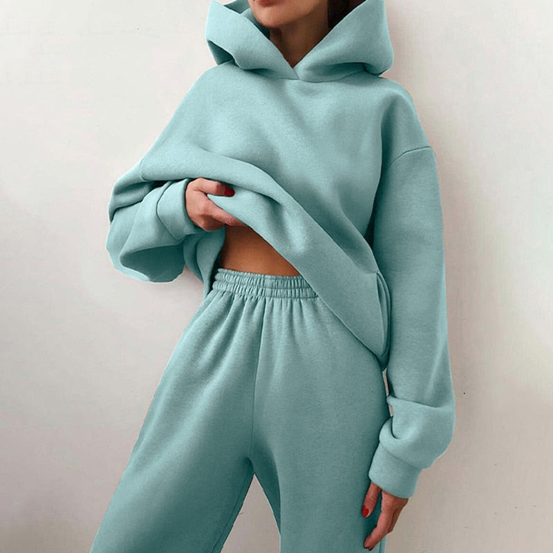 Women's Tracksuit with Oversized Hoodie light green
