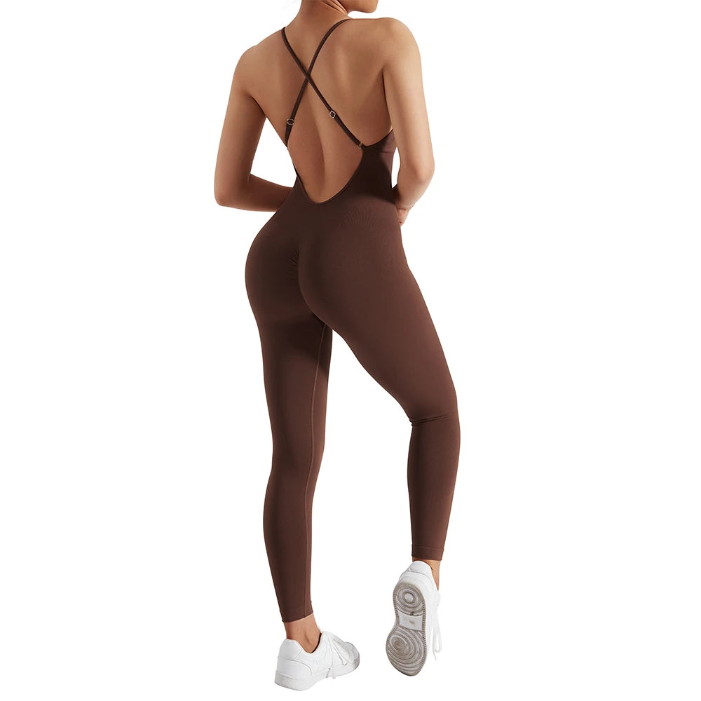 Women's Yoga Bodysuit with Open Back