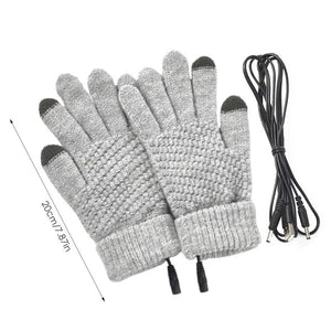 Heated Thermal Gloves grey with cord next to it