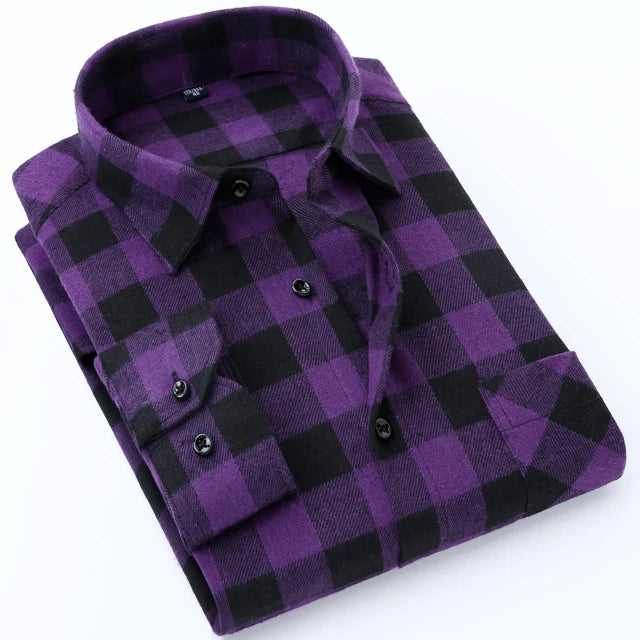 Men's Slim Fit Flannel Button Up Long Sleeve Shirt