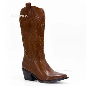 Shiny Women's Cowboy Boots brown