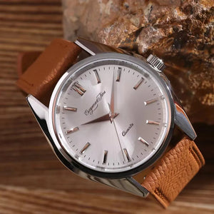 The Formal Leather Watch brown band and silver face