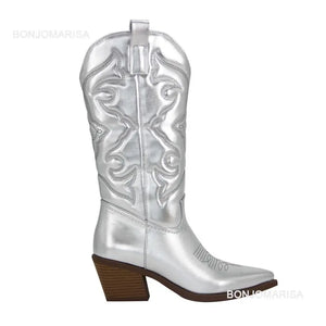 Shiny Women's Cowboy Boots white