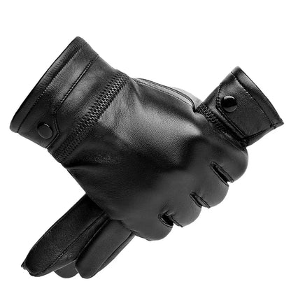 Sheepskin Leather Touchscreen Gloves black without buckle