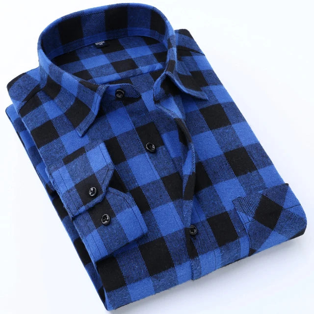 Men's Slim Fit Flannel Button Up Long Sleeve Shirt