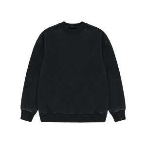 Fleece Textured Pullover Cotton Sweatshirt black