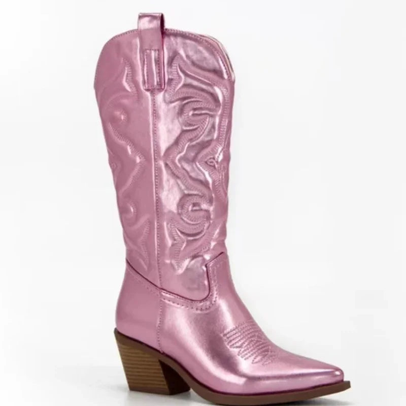 Shiny Women's Cowboy Boots pink