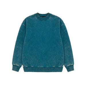 Fleece Textured Pullover Cotton Sweatshirt light blue