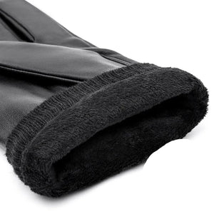 Sheepskin Leather Touchscreen Gloves showing the inside fur