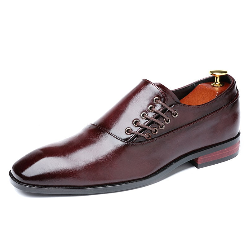 Men's Classic Leather Professional Slip-On wine red