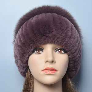 Women's Thick Rabbit Fur Winter Hat & Snow Cap brown