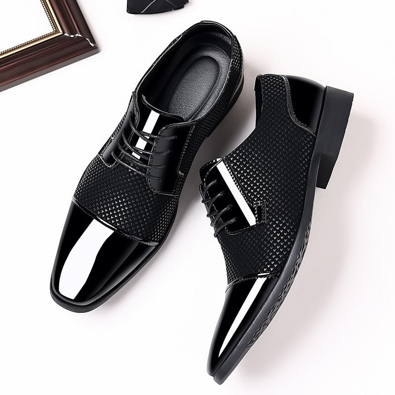 Men's Designer Office Shoes black out on the floor