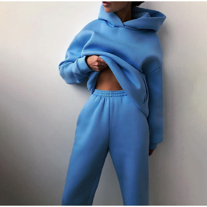 Women's Tracksuit with Oversized Hoodie blue