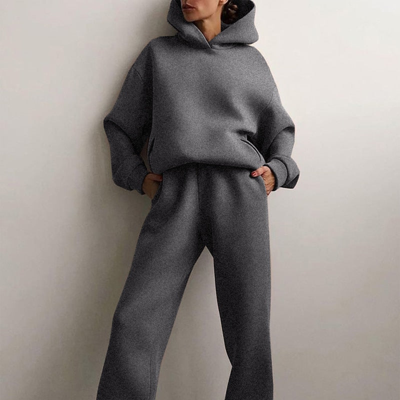 Women's Tracksuit with Oversized Hoodie grey