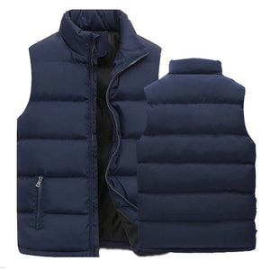 Men's Thick Winter Vest blue front and back