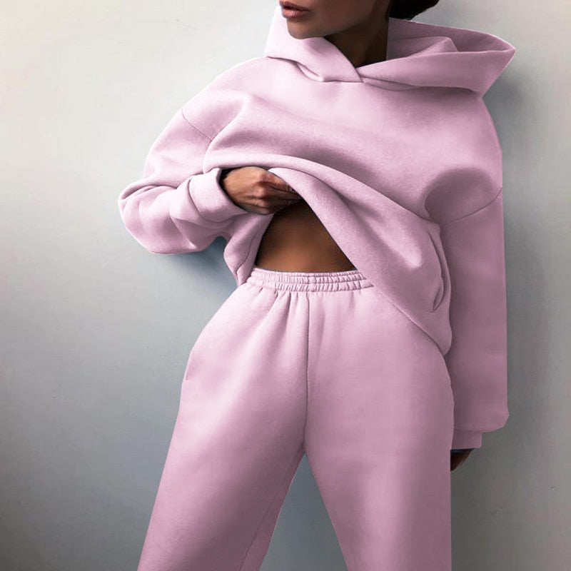 Women's Tracksuit with Oversized Hoodie pink