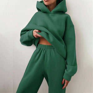 Women's Tracksuit with Oversized Hoodie dark green