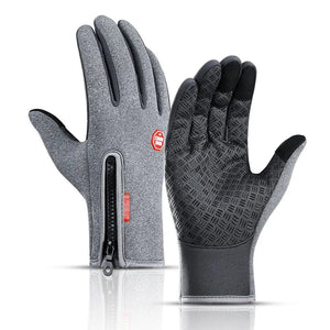 Touchscreen Winter Gloves with Grips grey full grip