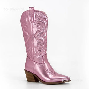 Shiny Women's Cowboy Boots pink
