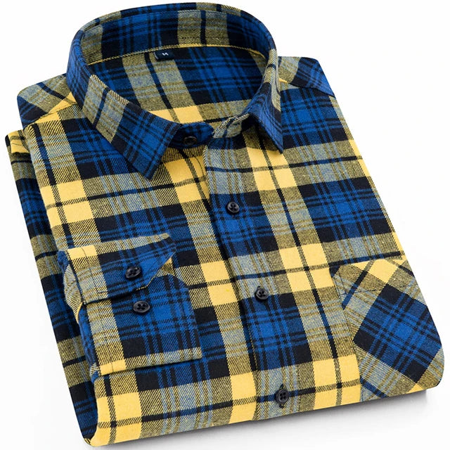 Men's Slim Fit Flannel Button Up Long Sleeve Shirt