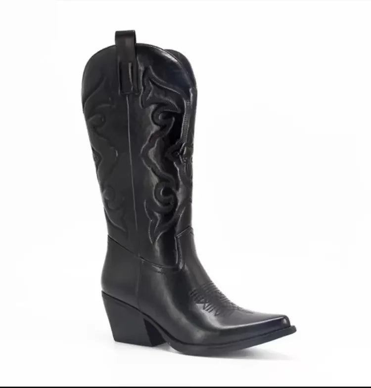 Shiny Women's Cowboy Boots black