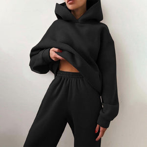 Women's Tracksuit with Oversized Hoodie black