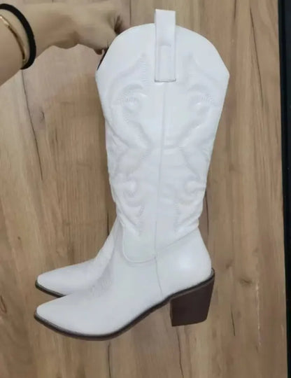 Shiny Women's Cowboy Boots white