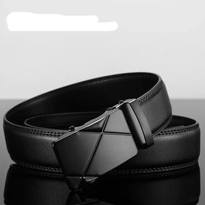 Men's Black Leather Belt with Automatic Buckle black