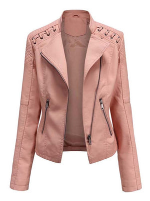 Women's Faux Leather Biker Jacket light pink