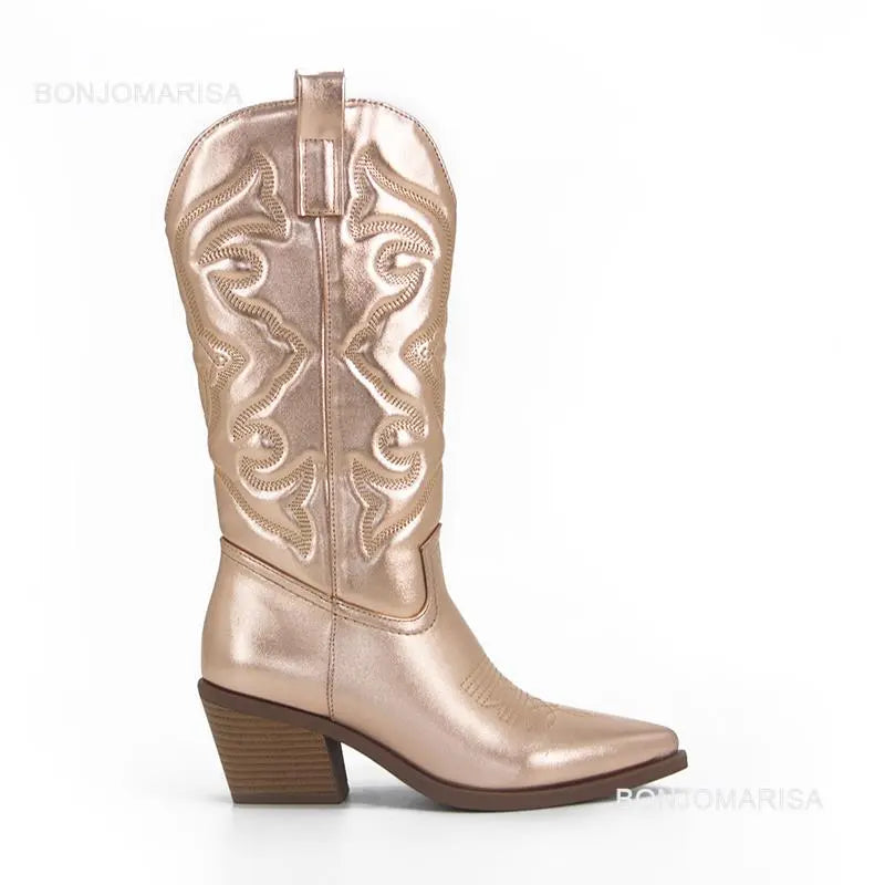 Shiny Women's Cowboy Boots tan