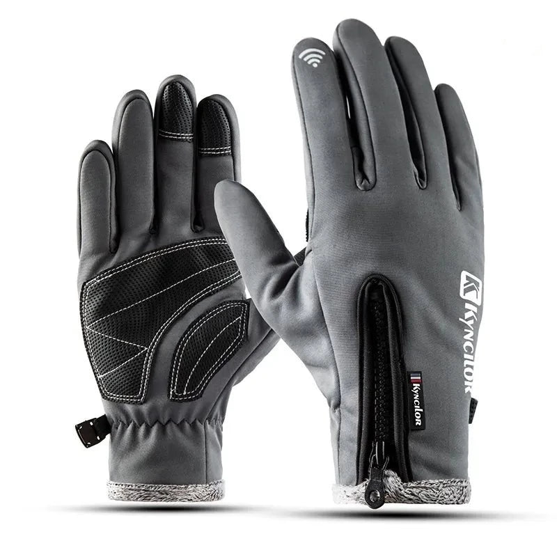 Touchscreen Winter Gloves with Grips grey palm grip