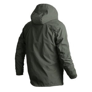 Plain Men's Hooded Winter Jacket - Windproof and Waterproof green back view