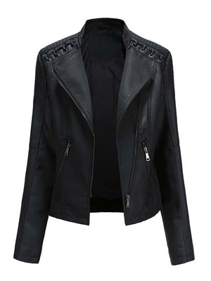 Women's Faux Leather Biker Jacket black